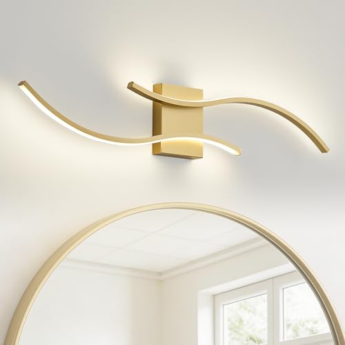 KARTOOSH Bathroom Light Fixtures Over Mirror, 3CCT Dimmable Modern Vanity Light, 31.5 in Gold LED Vanity Lighting Bar for Bathroom, Bathroom Wall Lamp (2 Pack) - color: Gold, size: 31.5 in