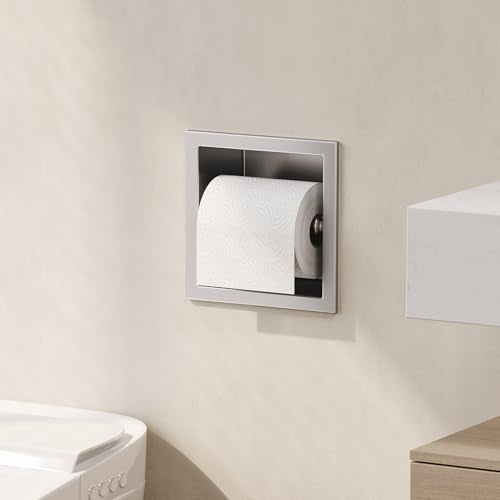 Neodrain 304 Stainless Steel Recessed in Wall Toilet Paper Holder | Rustproof,Durable construction, Space-saving, In-Wall toilet paper Holder for Bathroom & RV - color: Sliver, size: 6X6In
