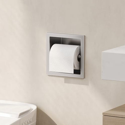 Neodrain Brushed 304 Stainless Steel Recessed in Wall Toilet Paper Holder | Rustproof,Durable construction, Space-saving, Built-in Wall toilet paper Holder for Bathroom & RV - color: Brushed, size: 6X6In