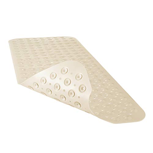 YINENN Bath and Shower Safety Mats 40x16 inch, Non Slip with Suction Cups for Bathroom Stall and Tub Floor, Extra Large and Machine Washable, Drain Holes Keep Bathtub Clean, Beige - color: Beige