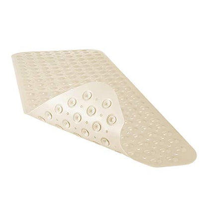 YINENN Bath and Shower Safety Mats 40x16 inch, Non Slip with Suction Cups for Bathroom Stall and Tub Floor, Extra Large and Machine Washable, Drain Holes Keep Bathtub Clean, Beige - color: Beige