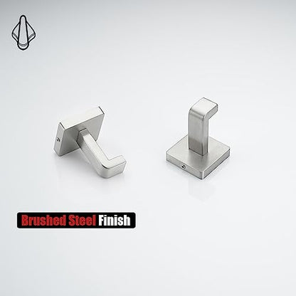JQK Bathroom Towel Hook Brushed, Coat Robe Clothes Bath Wall Hooks for Kitchen Garage SUS 304 Stainless Steel Thick 0.8mm, 2 Pack Brushed Steel, TH250-BN-P2 - color: Brushed Steel