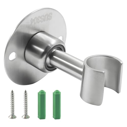 Stainless Steel Shower Head Holder, Silver | 360° Adjustable, Wall Mount Bracket, Screw Installation, Handheld Spray Holder