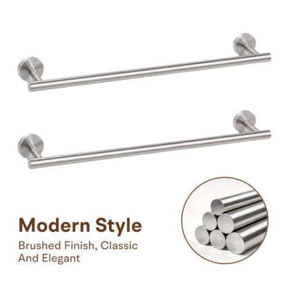 16 Inch Brushed Nickel Bathroom Towel Bar, 2 Pieces Towel Racks for Bathroom SUS304 Thicken Stainless Steel Towel Holder - color: Silver