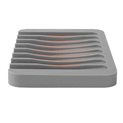 Anwenk Soap Dish for Shower Waterfall Soap Holder Soap Tray Soap Saver Drainer Flexible Silicone for Shower/Bathroom/Kitchen/Counter Top,Keep Soap Bars Dry Clean,Easy Cleaning- Grey, 1Pack - color: Grey-1pack
