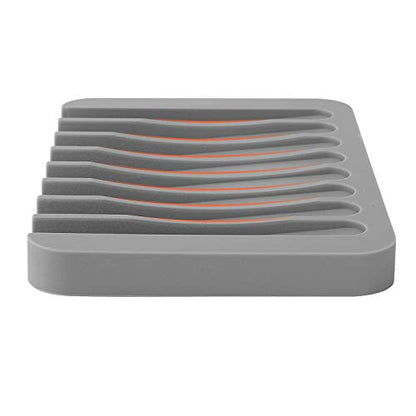 Anwenk Soap Dish for Shower Waterfall Soap Holder Soap Tray Soap Saver Drainer Flexible Silicone for Shower/Bathroom/Kitchen/Counter Top,Keep Soap Bars Dry Clean,Easy Cleaning- Grey, 1Pack - color: Grey-1pack