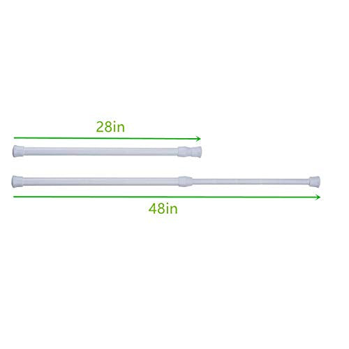 4 Pack Tension Rods, 28-48 Inches Adjustable Spring Steel Cupboard Bars Tension Curtain Rod shower Rod Closet Rod Tensions Rod Extendable Width - color: White, size: 28-48 inch