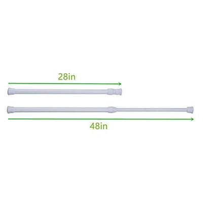 4 Pack Tension Rods, 28-48 Inches Adjustable Spring Steel Cupboard Bars Tension Curtain Rod shower Rod Closet Rod Tensions Rod Extendable Width - color: White, size: 28-48 inch