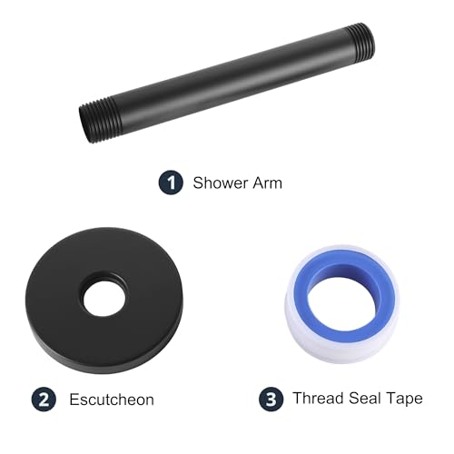Straight Shower Arm with Flange, Ceiling Mount 6" Rainfall Shower Head Arm Extension Replacement, High Pressure & Hard Water Compatible, Matte Black - color: Round Matte Black 6 Inch