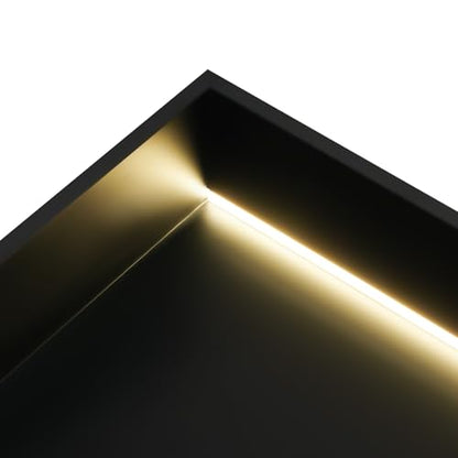 Stainless Steel Shower Niche with LED Light,12*36in Matte Black No Tile Needed Wall Vertical Niche,3-Tier Recessed Shower Shelf for Bathroom Storage Over Mount Installation (12*36in LED) - size: 12*36in LED
