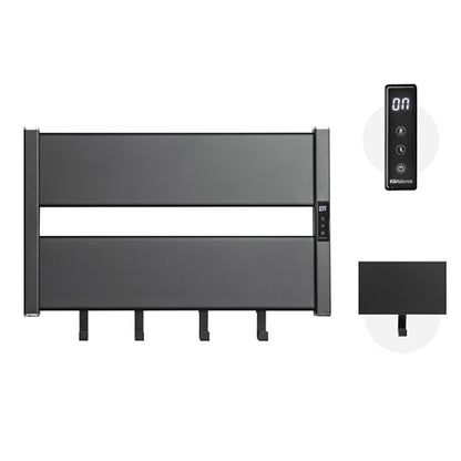 K&KALONZO Electric Heated Towel Rack, 2-Min Heat, Plug-in/Hardwired, H2-B | Wall Mounted, 10 Timers & 3 Heat Levels, 2H Rapid Dry, Anti-Scald, Aerospace Aluminum Towel Warmer for Bathroom, 4 Hooks, - color: Black, size: 2-Bar