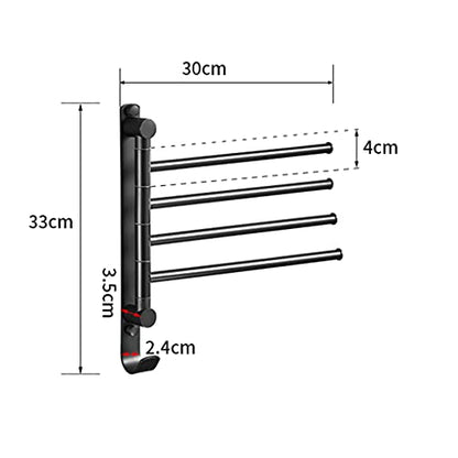 Brass Swing Out Towel Bar Holder Wall-Mounted/Black Swivel Towel Rack Hanger Organizer for Bathroom, 4-Bar Towel Bar Folding Arm Swivel Hanger Bathroom Storage A - color: A