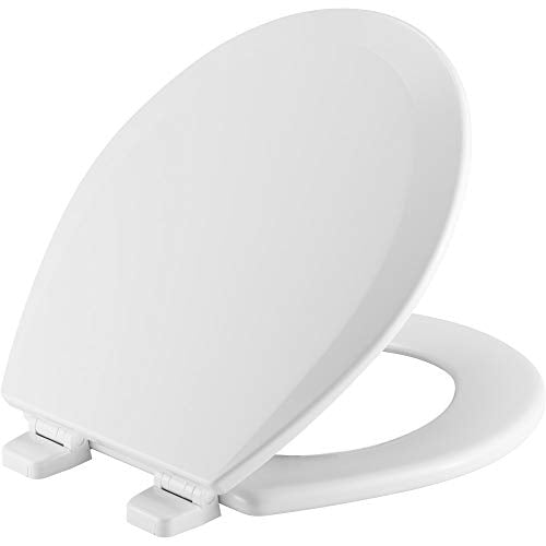 Bemis 500TTT Durable Wood Toilet Seat, Secure Hinges Stay Tight, Made in USA, Round, White - size: ROUND