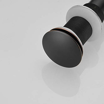 15/8" Bathroom Faucet Vessel Vanity Sink Pop Up Drain Assembly Stopper Plug | Without Overflow Fits Bathroom Standard Sink Hole 1-1/2" to 1-3/4" Oil Rubbed Bronze Push & Seal by Homevacious - color: Oil Rubbed Bronze, style: Without Overflow