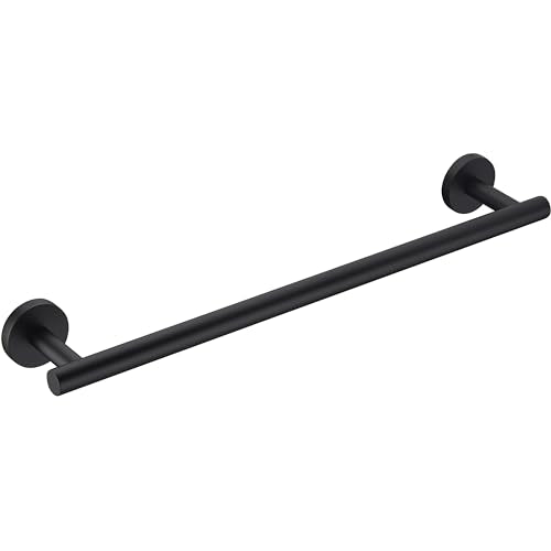 Matte Black SUS304 Stainless Steel Bath Towel Bar Single Bars Towel Rack Rod Classic Wall Mounted Bathroom Towel Holder Toilet Kitchen Towel Shelf Single Layer, 18 inches. - color: Matte Black, size: 18inch