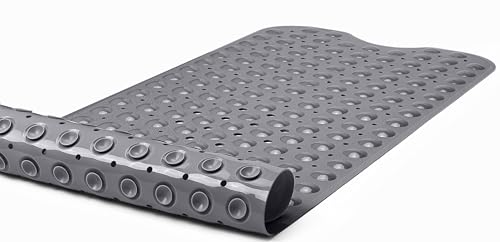 Extra-Long Non-Slip Bathtub & Shower Mat 39”x16” (Smooth/Non-Textured Tubs Only) Safe, Clean, Machine-Washable, Superior Grip&Drainage, Vinyl, Opaque Gray (Grey) - color: Opaque Gray (Grey), size: 39" x 16" (Rectangular)