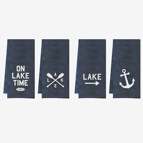 IWXYI Lake Life Kitchen Towels - Decorative Set of 4, 16x24 Dish & Hand Towels for Lake House Decor - color: 4towel1