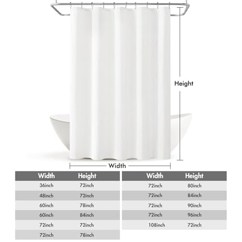 MIULEE Linen Fabric Shower Curtain White W60*L72 10 Metal Hooks | Washable, Modern, Heavy Duty, Curtain Set, Waterproof Neutral Thick Cloth Shower Curtains, Bathroom Bathtub - color: White, size: 60"W x 72"L (Pack of 1)