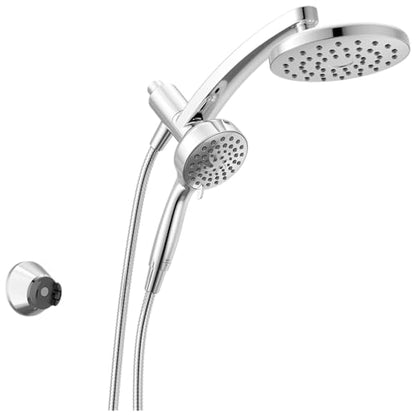 Delta 6-Setting PivotPro 3-in-1 Combination Shower Head with ProClean Spray, Chrome Round Shower Head Rainfall with Handheld Spray, 1.75 GPM, Chrome 75649 - color: Chrome