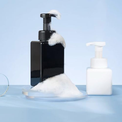 Plastic Foaming Hand Soap Dispenser Set, Reusable Pump Bottles for Kitchen and Bathroom for Shampoo Body Wash Facial Cleanser (2, Transparent+Blue, 450ML) - color: Transparent+blue