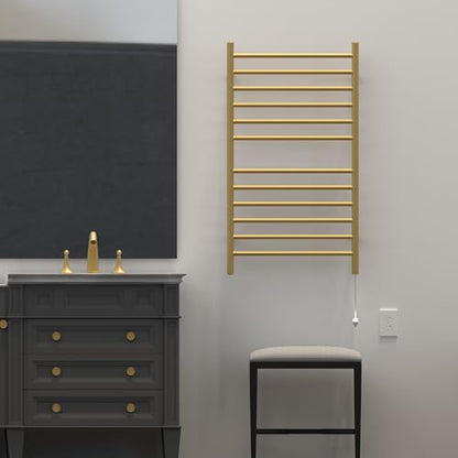 Amba Radiant Large Hardwired Straight 12 Bar Towel Warmer in Satin Brass - color: Satin Brass