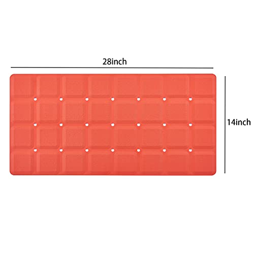 Webos Foldable Non Slip Silicon Bath Mat Bathtub mat Shower mats no Suction Cups for Textured Tub and Reglazed Tub(Foldable-Red, 28-inch x 14-inch) - color: Foldable-red