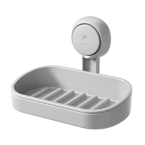 Soap Holder, Soap Dish for Shower, Suction Cup Bar Soap Holder | Soap Bar Holder for Shower, Wall Mounted Self Draining, NO Drill Sponge Holder for Bathroom, Bathtub Kitchen Sink, Grey - style: 1 tier Grey