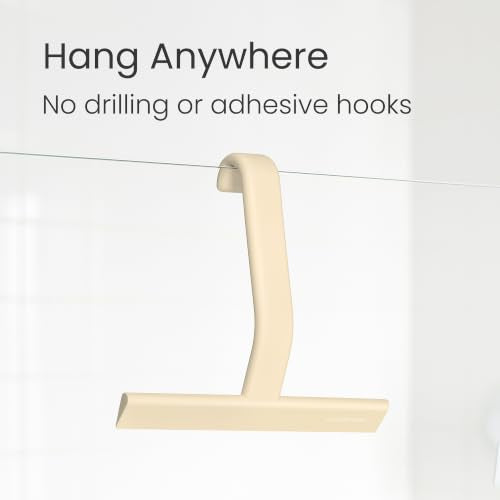 JustHang Shower Squeegee with Built-in Hook, 10'' Sand Beige | Award-Winning Design, All-One-Piece Soft-Touch Silicone, for Glass Door, Bathroom, Window, Mirror, Tile Wall, Car - color: Sand Beige