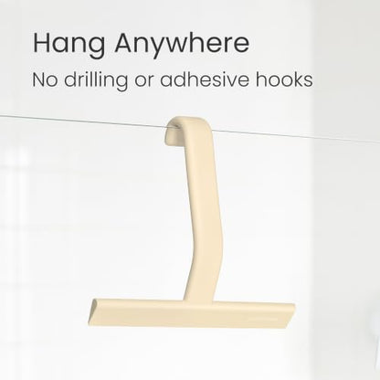 JustHang Shower Squeegee with Built-in Hook, 10'' Sand Beige | Award-Winning Design, All-One-Piece Soft-Touch Silicone, for Glass Door, Bathroom, Window, Mirror, Tile Wall, Car - color: Sand Beige