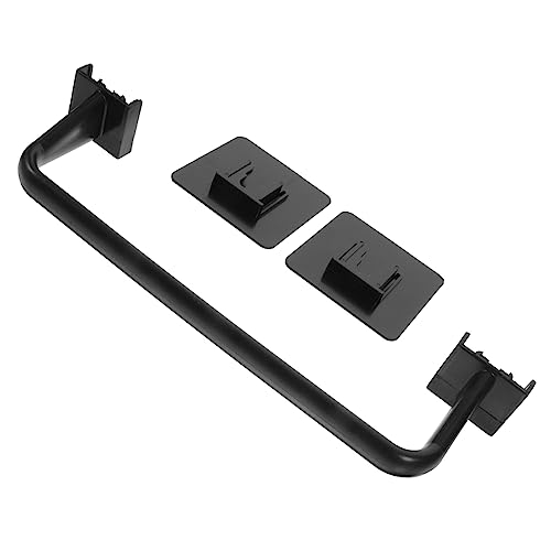 Amosfun Adhesive Towel Rack Towel Holder for Bathroom Wall Self-Adhesive Design for Wet Environments Easy Installation - color: Black