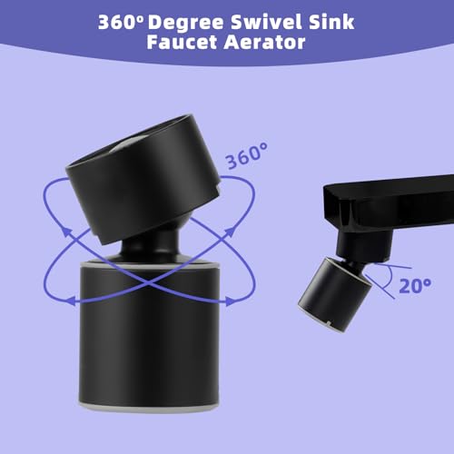 Hibbent NSF/ANSI/CAN 61 Certified Faucet Aerator, 360 Degree Swivel Kitchen Sink Aerator, CUPC Certification Dual-function Sprayer Faucet Replacement Part 55/64 Inch Female Thread - Matte Black - color: Matte Black