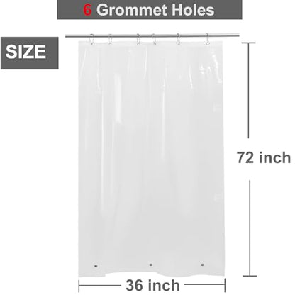 6 Hole Small Shower Curtain Liner with Side Magnets Kit, 36x72 | Close to Wall & Splash Guard, Bottom Magnets, Clear Narrow Stall Plastic Shower Liner 36 x 72 Inch for Bathroom - color: 8g.heavy-clear, size: 36"W x 72"L (Pack of 1)