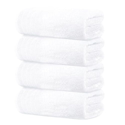 4 Piece Extra Large Bath Towels 30 x 60 Inches, White | 100% Cotton, Larger & Lighter Weight, Quicker to Dry, Super Soft and Absorbent, Perfect for Bathroom - color: White