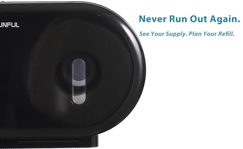 Twin Jumbo Toilet Roll Dispenser: Double 9 Inch Paper Holder Wall Mount with Key Lock for Commercial Office & Public Restrooms, Design by Modunful MD-902-Black - color: Black, size: 2 Rolls