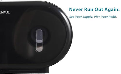 Twin Jumbo Toilet Roll Dispenser: Double 9 Inch Paper Holder Wall Mount with Key Lock for Commercial Office & Public Restrooms, Design by Modunful MD-902-Black - color: Black, size: 2 Rolls
