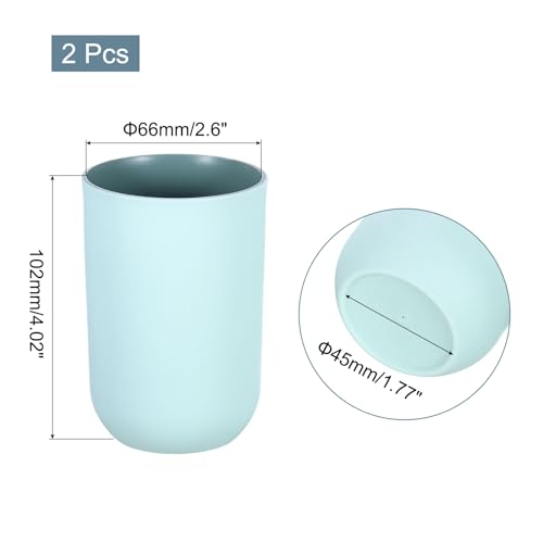 uxcell 2Pcs Plastic Drinking Cups, Double Color Unbreakable Reusable Bathroom Cup Mouthwash Cup Toothbrush Tumbler Holder, Light Blue - color: Light Blue