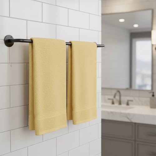 2 Packs Towel Bar 24-Inch Black Stainless Steel, Wall Mounted Bathroom Towel Rack with Mounting Screws, Rustproof - size: 24 inch