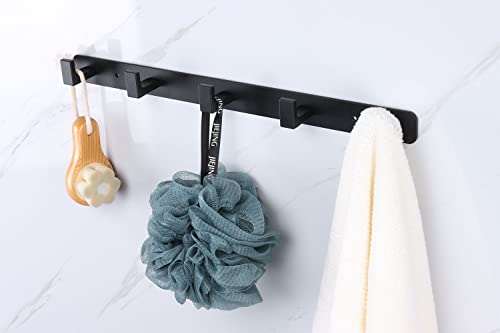 Coat Rack, Heavy Duty Stainless Steel 5 Tri Coat Hook Hanger, Wall Mounted Wall Hooks, Rustic Clothes Hook/Key Hook Rail for Bathroom Kitchen Entryway(2 Pack, 5 Hook Black) - color: Black, size: 5 Hook-2 Pcs