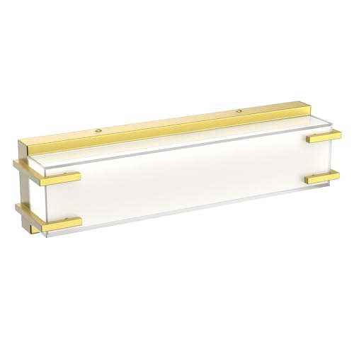 LED Bathroom Light Fixtures Over Mirror 16” Vanity Light with Milky White Lampshade 4000K Daylight Gold Bath Bar (Gold) - color: Gold, size: 16"