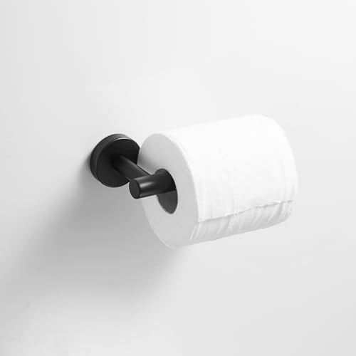 Leyden Matte Black Toilet Paper Holder and Hand Towel Holder, 2 Pieces Bathroom Hardware Accessories Set, SUS304 Stainless Steel Sturdy Wall Mount Toilet Paper Roll Holder and Towel Rack - color: Black Round Bottom