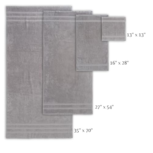 SOFE H&L | Olea Luxury Cotton Turkish Bath Towels Set of 4 Cool Gray | Premium, Soft, Durable, Absorbent | Hotel Quality Plush Towels and Thick Towel Sets - color: Cool Gray, size: Set of 4 (4 Bath Towels)