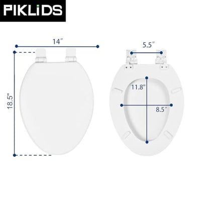 Toilet Seat, Slow Close, Soft Touch, Ultra-Smooth Matte Finish (No Orange-Peel Texture), Premium Moulded Wood, Quick Release, White, PIKLiDS (Elongated) - size: Elongated
