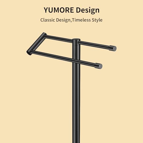 Standing Towel Rack T Shape Tall Bath Towel Holder, Modern Towel Drying Holder Stand Floor Towel Rack Stand with Heavy Base, Upgrade Steady Design for Bathroom, Swimming Pool, Matte Black - size: 20.7inch-2 Bars