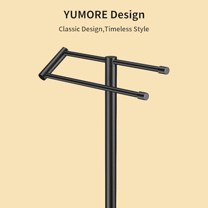 Standing Towel Rack T Shape Tall Bath Towel Holder, Modern Towel Drying Holder Stand Floor Towel Rack Stand with Heavy Base, Upgrade Steady Design for Bathroom, Swimming Pool, Matte Black - size: 20.7inch-2 Bars
