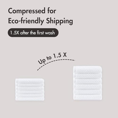 Madison Park 100% Zero Twist Cotton 6 Piece Bathroom Washcloth Set, White | 13" x 13" Bath Face Towels, 500 GSM Diagonal Ribbed Wash Cloths, Soft, Quick Dry, Highly Absorbent, Durable, Modern, OEKO TEX - color: White, size: 6 Piece Washcloth Towel Set
