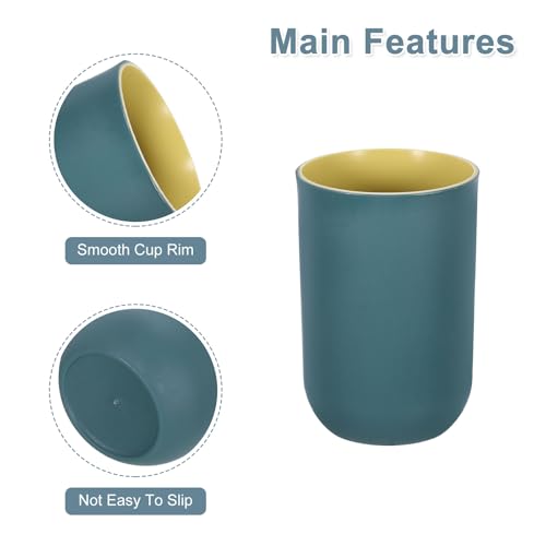 uxcell 2Pcs Plastic Drinking Cups, Double Color Unbreakable Reusable Bathroom Cup Mouthwash Cup Toothbrush Tumbler Holder, Dark Blue - color: Dark Blue