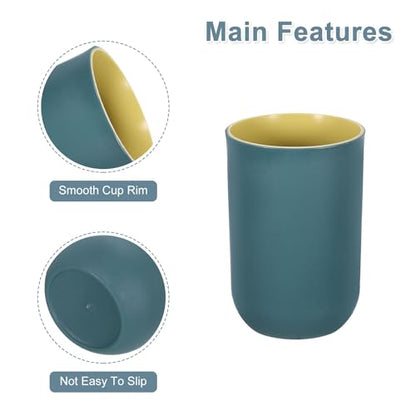 uxcell 2Pcs Plastic Drinking Cups, Double Color Unbreakable Reusable Bathroom Cup Mouthwash Cup Toothbrush Tumbler Holder, Dark Blue - color: Dark Blue