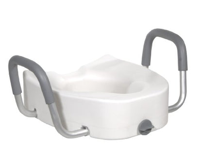 Drive Medical Premium Plastic Raised Toilet Seat with Lock, Elongated | Raised Toilet Seat Includes Lock and Padded Armrests for Comfortable Everyday Bathroom Support, Elongated