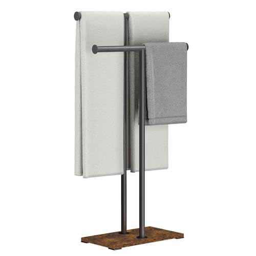 Wooden Standing Towel Racks,Bath Drying Bathroom Rack,Hand Towels Holder Steady Design for Kitchen Floor Tub Shower, 37.4" Tall, 2-Tier