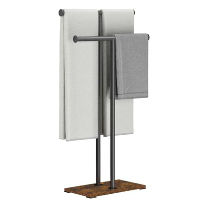 Wooden Standing Towel Racks,Bath Drying Bathroom Rack,Hand Towels Holder Steady Design for Kitchen Floor Tub Shower, 37.4" Tall, 2-Tier